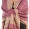 Sakkas Border Pattern Layered Reversible Woven Pashmina Shawl Scarf Wrap Stole - Mauve
