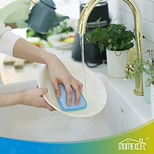 12 Pack Scrub & Wipe Cloths,Dual Sided Sponges Kitchen,All Purpose Cloth for Dishes, Pots, Pans, Non-Stick Cookware,Countertop(Red,Yellow,Blue) - Image 4