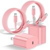 iPhone 14 13 12 Fast Charger 6ft(Pink), [MFi Certified] 2Pack Wall Charger Plug with 6ft USB C to Lightning Cable, iPhone Charger Fast Charging Power Adapter Block for iPhone14 13 12 Pro max,iPad