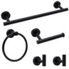 Bathroom Hardware Set, 5/10/20pcs Bathroom Hardware Set, Stainless Steel Bath Hardware Set Including 16" Hand Towel Bars, Toilet Paper Holders, Towel Rings, Robe Towel Hooks (5pcs, Black)