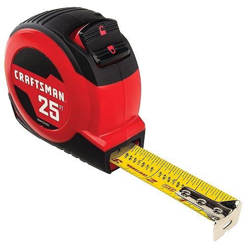 CRAFTSMAN Tape Measure, 25 ft, Retraction Control and Self-Lock, Rubber Grip (CMHT37225)
