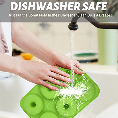 Anaeat 3 Pack Donut Pan Silicone Baking Mold, Just Pop Out! Non-Stick Doughnuts Baking Pans BPA Free for 6 Full-Size Donuts, Muffin, Cake Biscuit Bagels - Oven & Dishwasher Safe (Multicolor) - Image 2