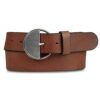 Lucky Brand Women's Half Circle Leather Statement Buckle Belt in Tan, Medium