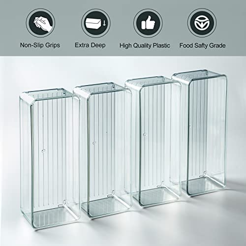 Hudgan 8 Pack Clear Plastic Drawer Organizer Bins Set, Stackable Cutlery Storage Bins Trays for Organizing Kitchen Supplies, Bathroom Supplies, Office Supplies, Crafts, Gadgets, Cabinet Supplies - Image 4