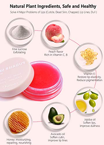 Lip Scrub, (Peach) Lip Scrubs Exfoliator & Moisturizer, Vegan Cruelty-Free Lip Sugar Scrub, Natural Gentle Lip Treatment, Dry Lip Treatment Polish & Lip Exfoliator by Samnyte - Image 4