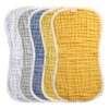 MUKIN Muslin Burp Cloths - Baby Burp Cloth Sets for Unisex. Perfect for Newborn Baby Burping Cloths/Burp Bibs. Newborn Burping Rags for Boys and Girls (Multicolored 3)