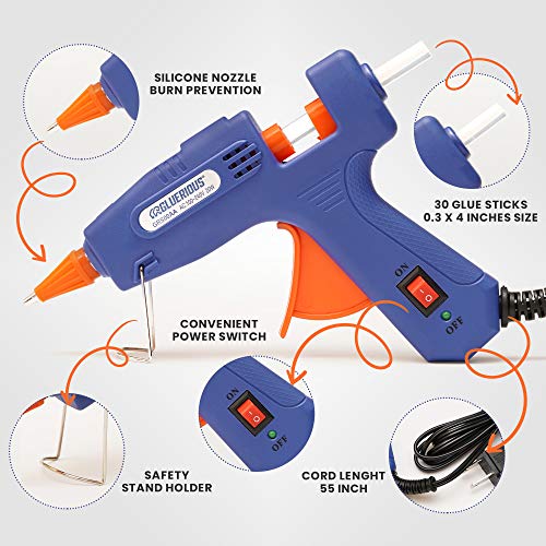 Gluerious Mini Hot Glue Gun with 30 Glue Sticks for Crafts School DIY Arts Home Quick Repairs, 20W, Blue - Image 7