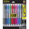 Pilot G2 Premium Retractable Gel-Ink Rolling Ball Pens, Bold Point (1.0mm), Assorted, 10/Pk (11887)