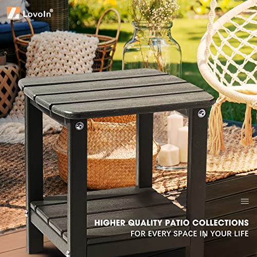 LovoIn Black Adirondack Table Patio Side Table, Easy-Maintenance & Weather-Resistant Poly Lumber End Tables for Patio, Garden, Lawn, Indoor Outdoor Companion - Image 3