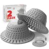 zaa Bathtub Drain Hair Catcher, 2 Pack Silicone Collapsible Drain Protector for Pop-Up and Regular Drains of Bathtub, Tub, Shower, Bathroom