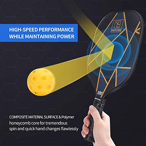 YC DGYCASI Graphite Pickleball Paddles Set of 2, 2022 USAPA Approved, Carbon Fiber Surface (CHS), Polypropylene Honeycomb Core, Anti-Slip Sweat-Absorbing Grip, 4 Pickleball, Portable Carry Bag - Image 2