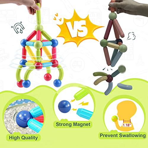 AXYES Magnet Toys for 3 Year Old Girls Boys, Educational Preschool Toys Magnetic Blocks for Toddlers Kids, Sensory Montessori Toys Magnet Building Tiles Sticks Playset, Birthday Gift - Image 5