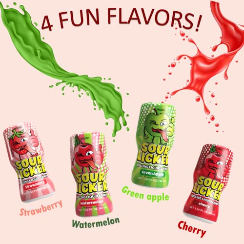 Slime Sour Lickers Candy, Gluten Free, 12 Pk Of 4 Flavors, Watermelon, Green Apple, Cherry and Strawberry Rolling Liquid Candy Bulk, Treat for Parties, Birthdays, or Halloween Treat - Image 6
