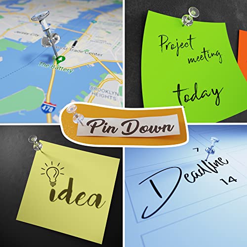 215 Clear Push Pins for Bulletin Board Thumb Tacks for Wall Corkboard Map Calendar Photo -Home Office Craft Projects Heavy Duty Plastic Head Steel Pin (Clear) - Image 4