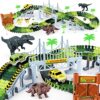 Dinosaur Toys-187 Pcs Create A Dinosaur World Road Race-Flexible Track Playset & 2 Pcs Cool Dinosaur Car for 3 4 5 6 Year & Up Old Boy Girls Best Gift