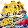iHaHa Toddler Toys for 2 3 4 5 6 Years Old Boys, 7 in 1 Construction Trucks Veihicle Playset with Play Mat, Birthday for Boys Girls Toddlers Kids